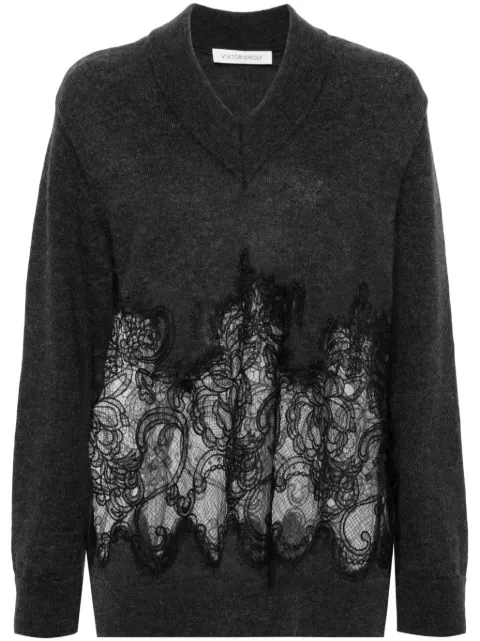 Viktor & Rolf lace-detail V-neck jumper 