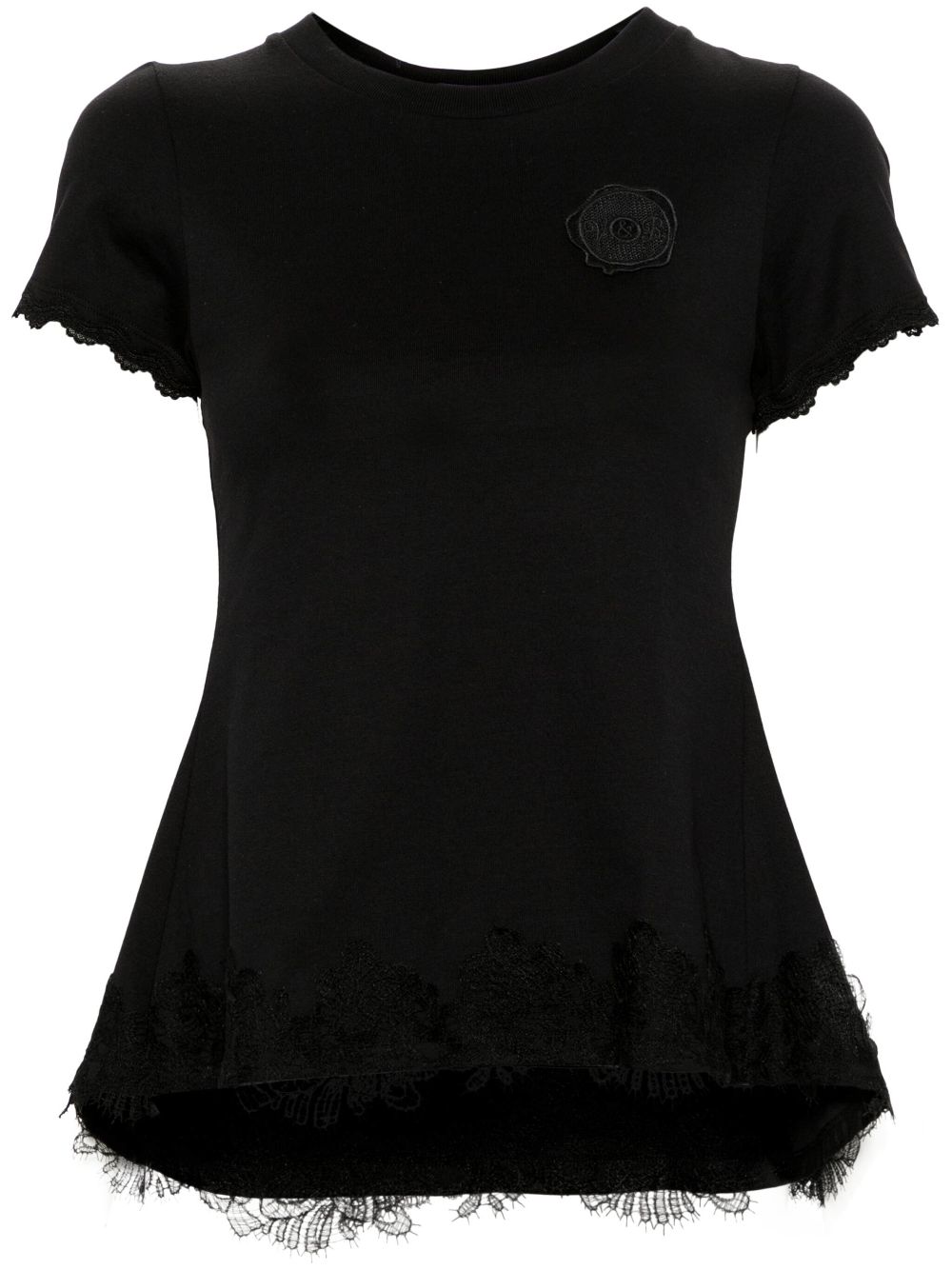 Godet lace-trim T-shirt