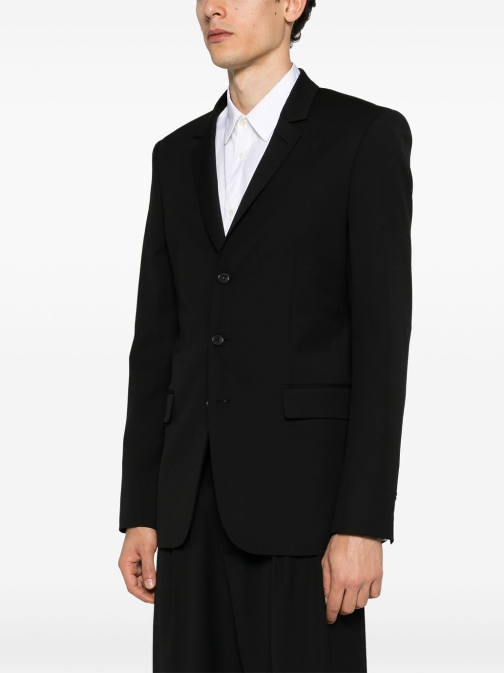 Shop Isabel Benenato Single-breasted Wool Blazer In Black