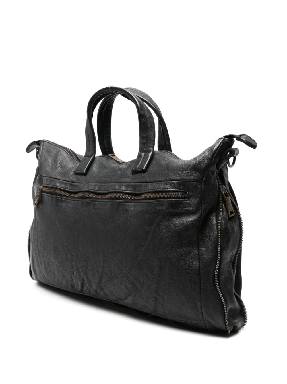 Shop Officine Creative Helmet 046 Leather Briefcase In Black