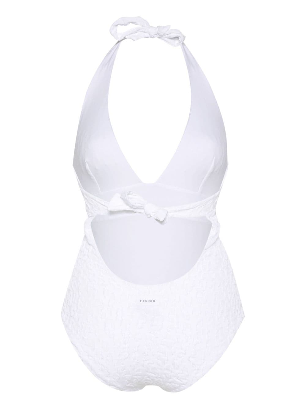 Shop Fisico Textured Halterneck Swimsuit In White