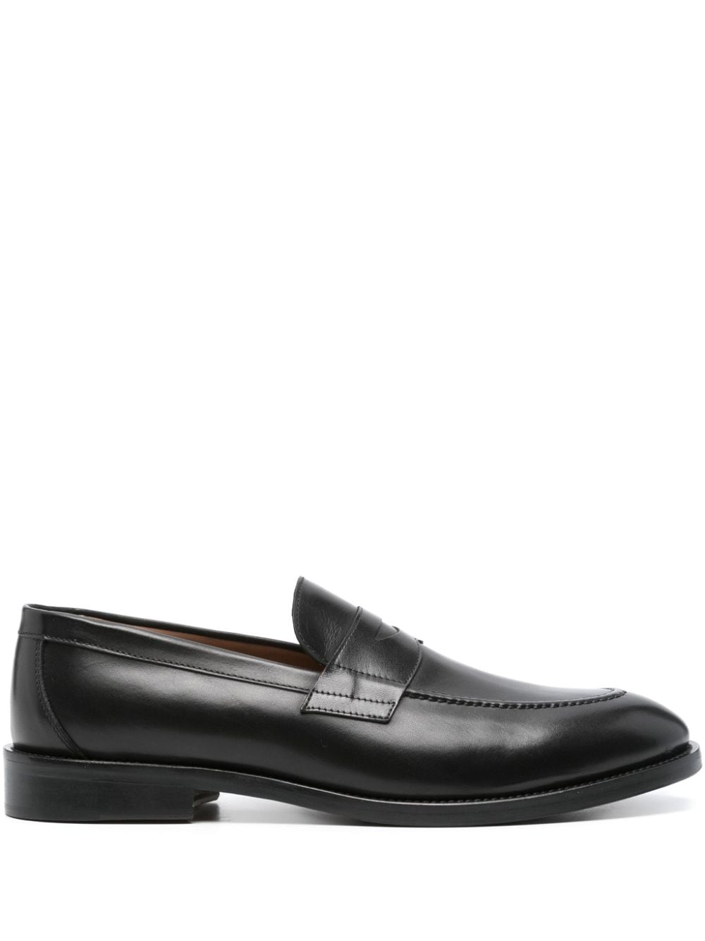 Boggi Milano Penny-slot Leather Loafers In 黑色