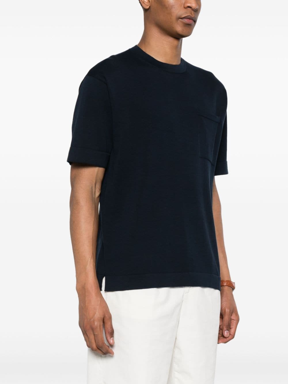 Shop Boggi Milano Cotton Short-sleeved Jumper In 蓝色