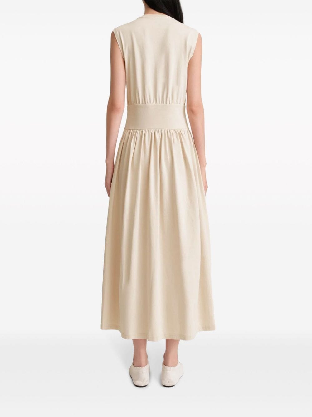 Shop Totême Fitted-waistband Midi Dress In Neutrals