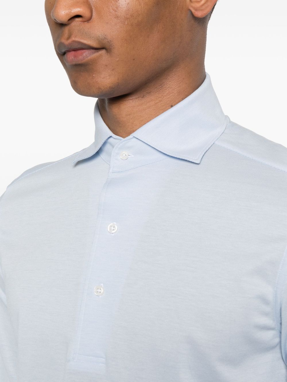 Shop Boggi Milano Long-sleeved Polo Shirt In 蓝色
