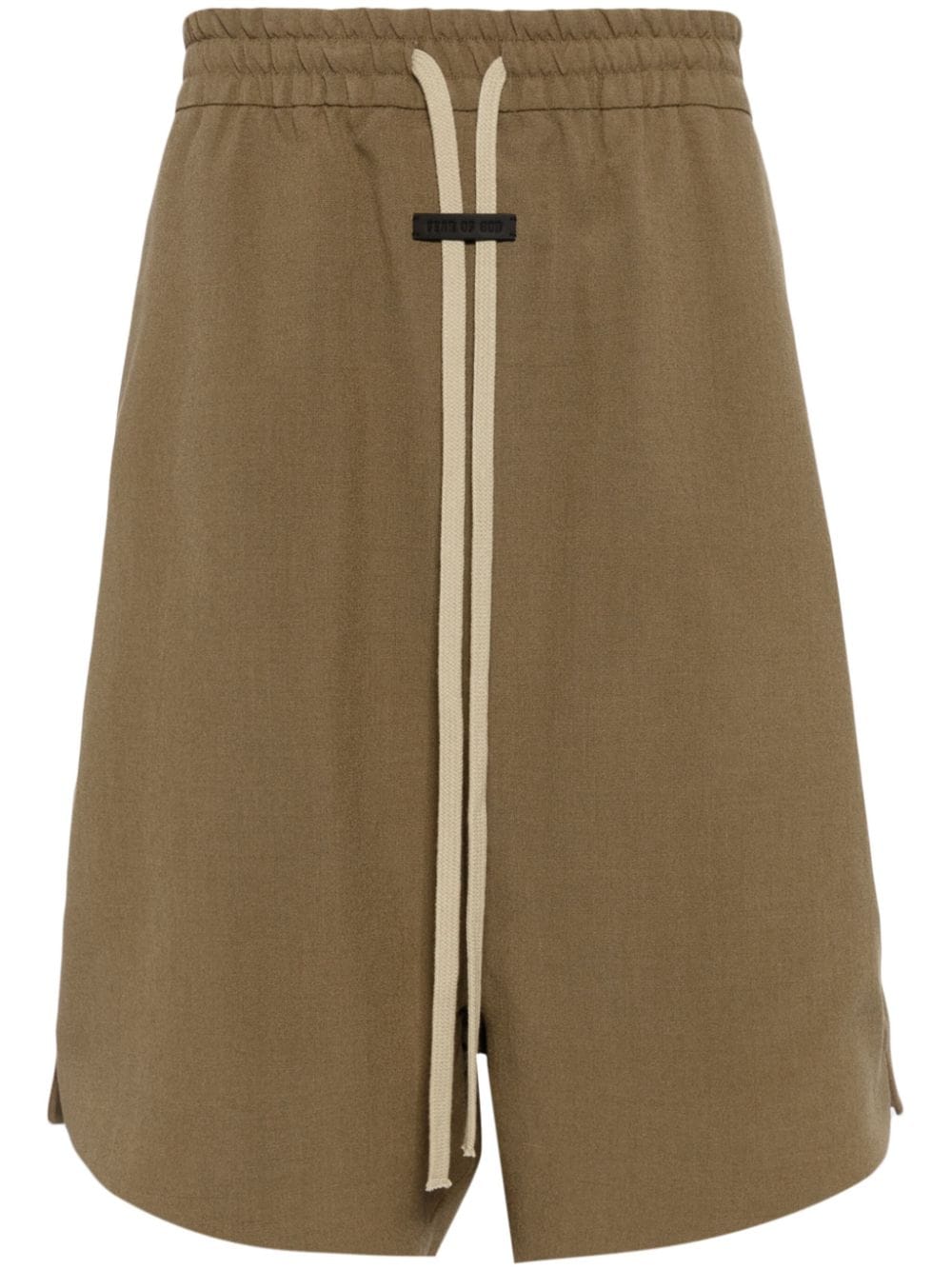 Fear Of God Logo-tag Wool Shorts In Neutrals