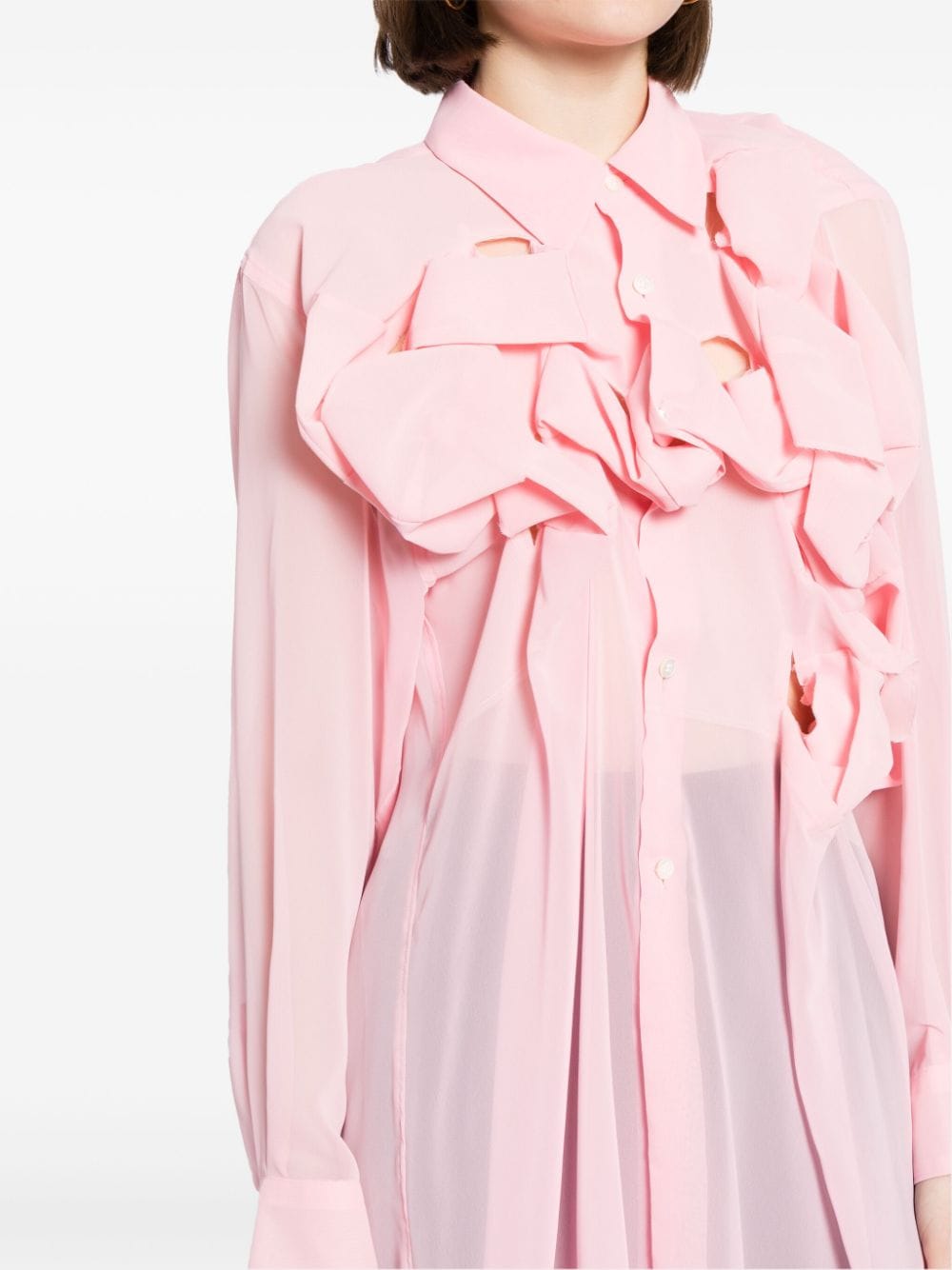 Shop Comme Des Garçons Ruffled Cut-out Blouse In Pink