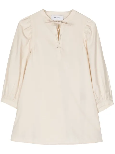 Yves Salomon tie-neck silk seersucker blouse