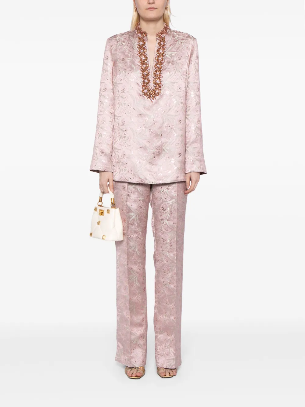 Tory Burch bead-embellished Silk Tunic | Pink | FARFETCH JO