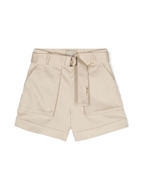 TWINSET Kids Short com cinto e placa de logo