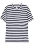 120% Lino linen striped T-shirt - White