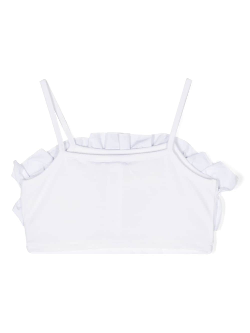 Shop Twinset Ruffled Crop Top In White