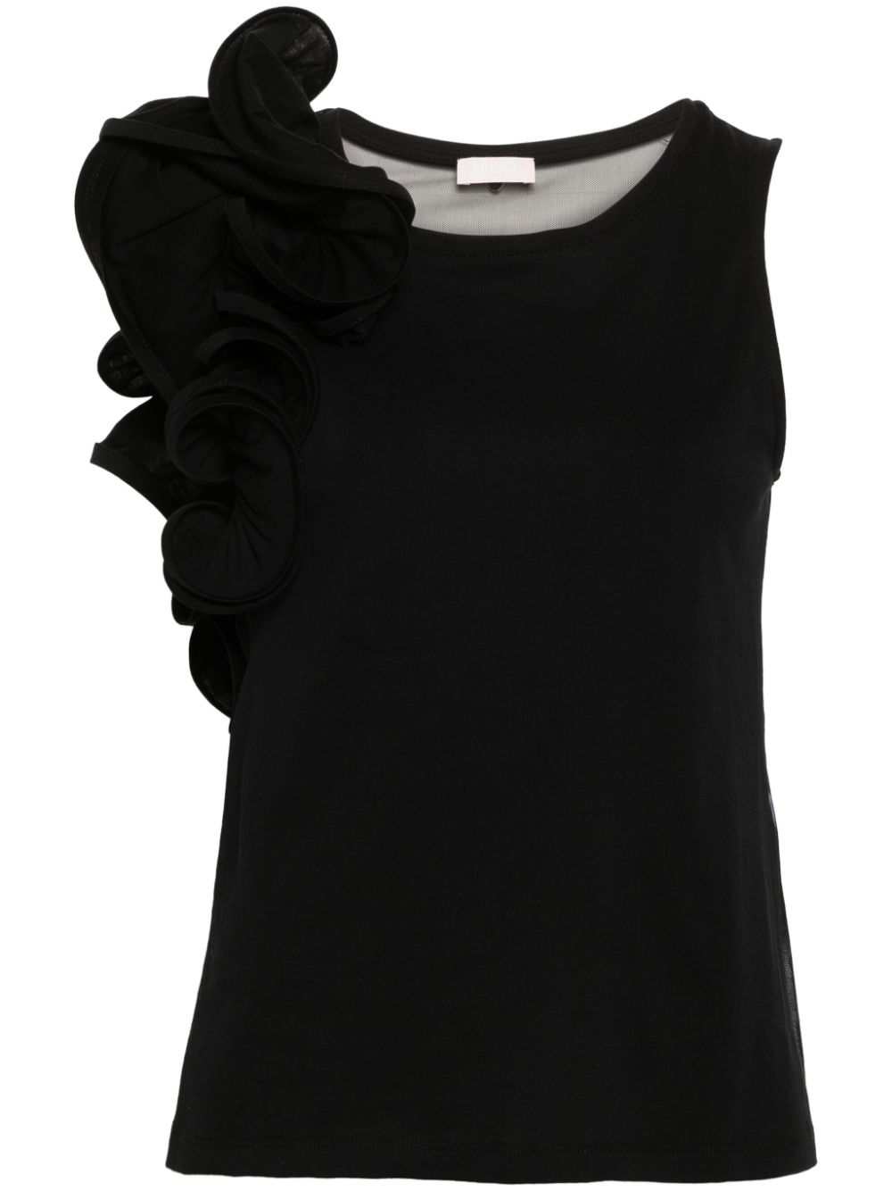 Liu •jo Ruched-detail Cotton Top In Black