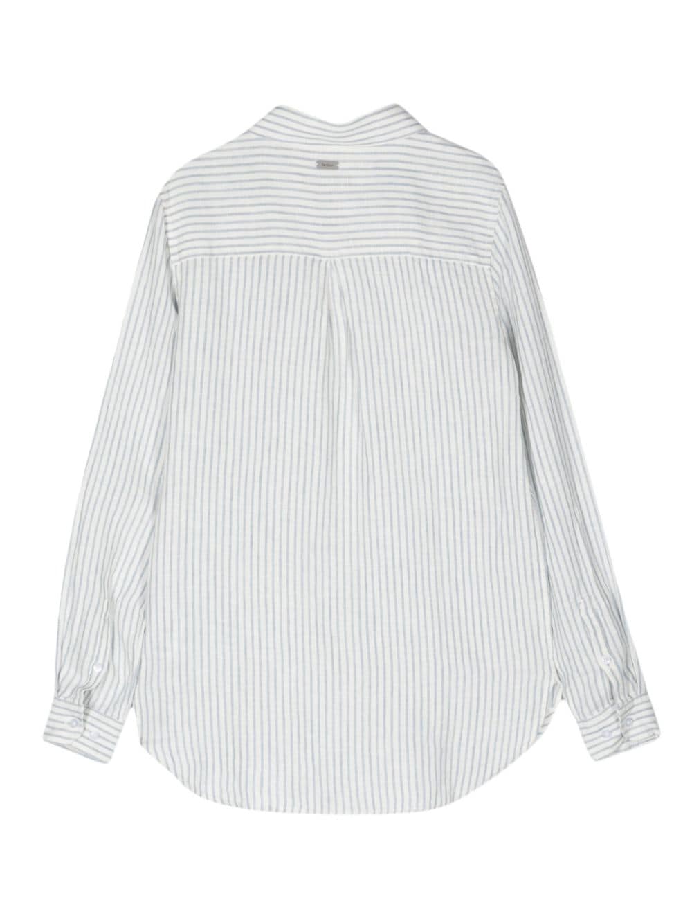 Shop Barbour Marine Striped Linen Shirt In Black