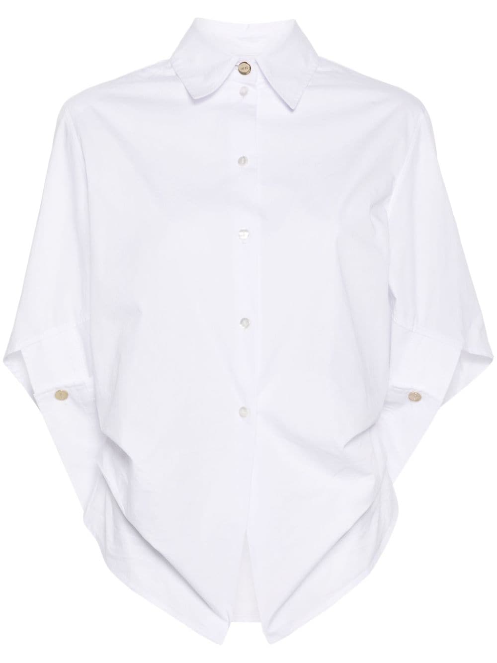 Liu •jo Asymmetric Poplin Shirt In White