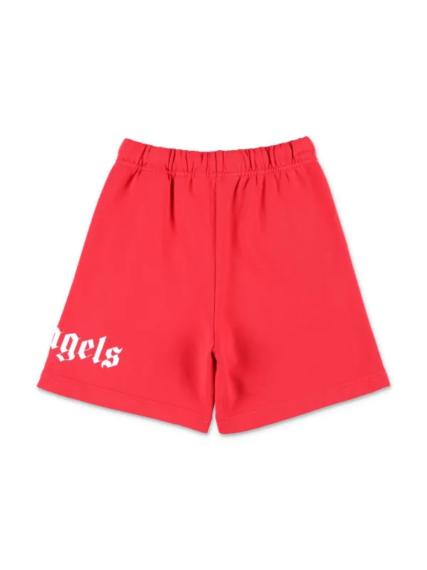Palm Angels Kids logo-print Cotton Shorts | Red | FARFETCH