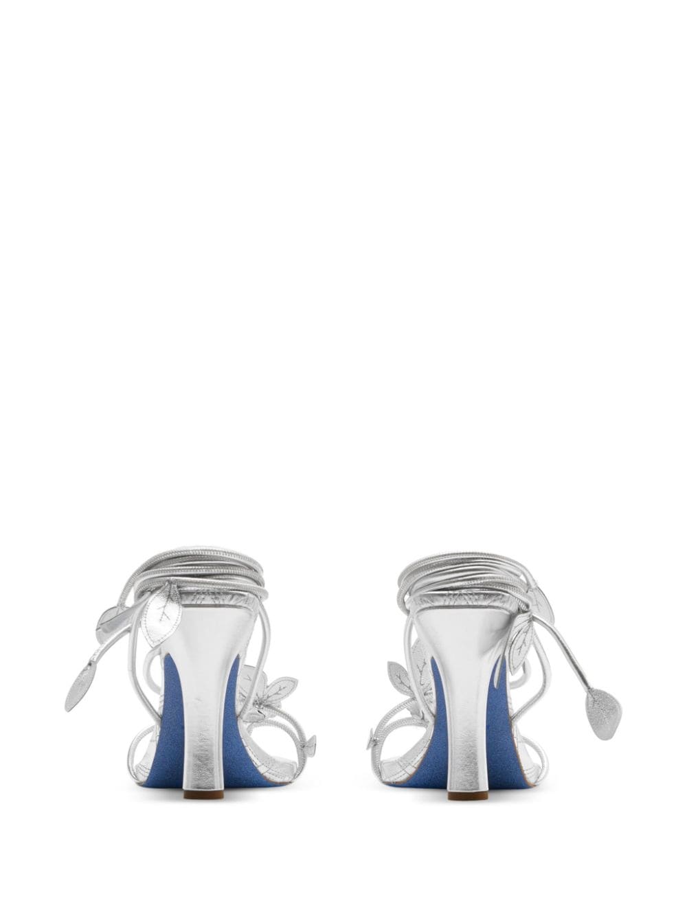 Shop Burberry Ivy Flora 105mm Leather Sandals In Silver