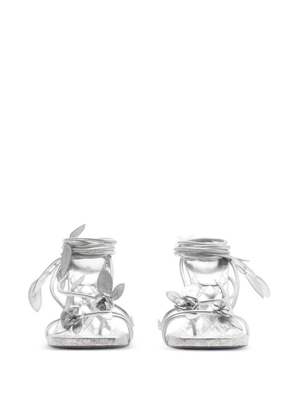 【関税込み】Burberry ゴールド Ivy Flora ヒールサンダル Burberry Ivy Flora metallic leather sandals | REVERSIBLE