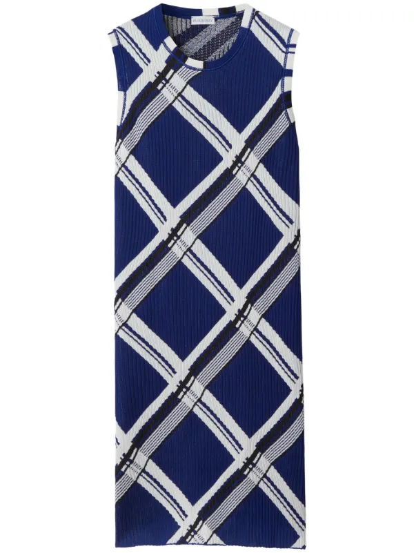 Burberry check-print Silk Dress | Blue | FARFETCH