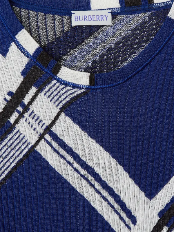 Burberry check-print Silk Dress | Blue | FARFETCH