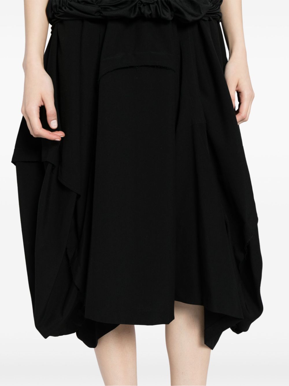 Shop Comme Des Garçons Wool Draped Midi Skirt In Black