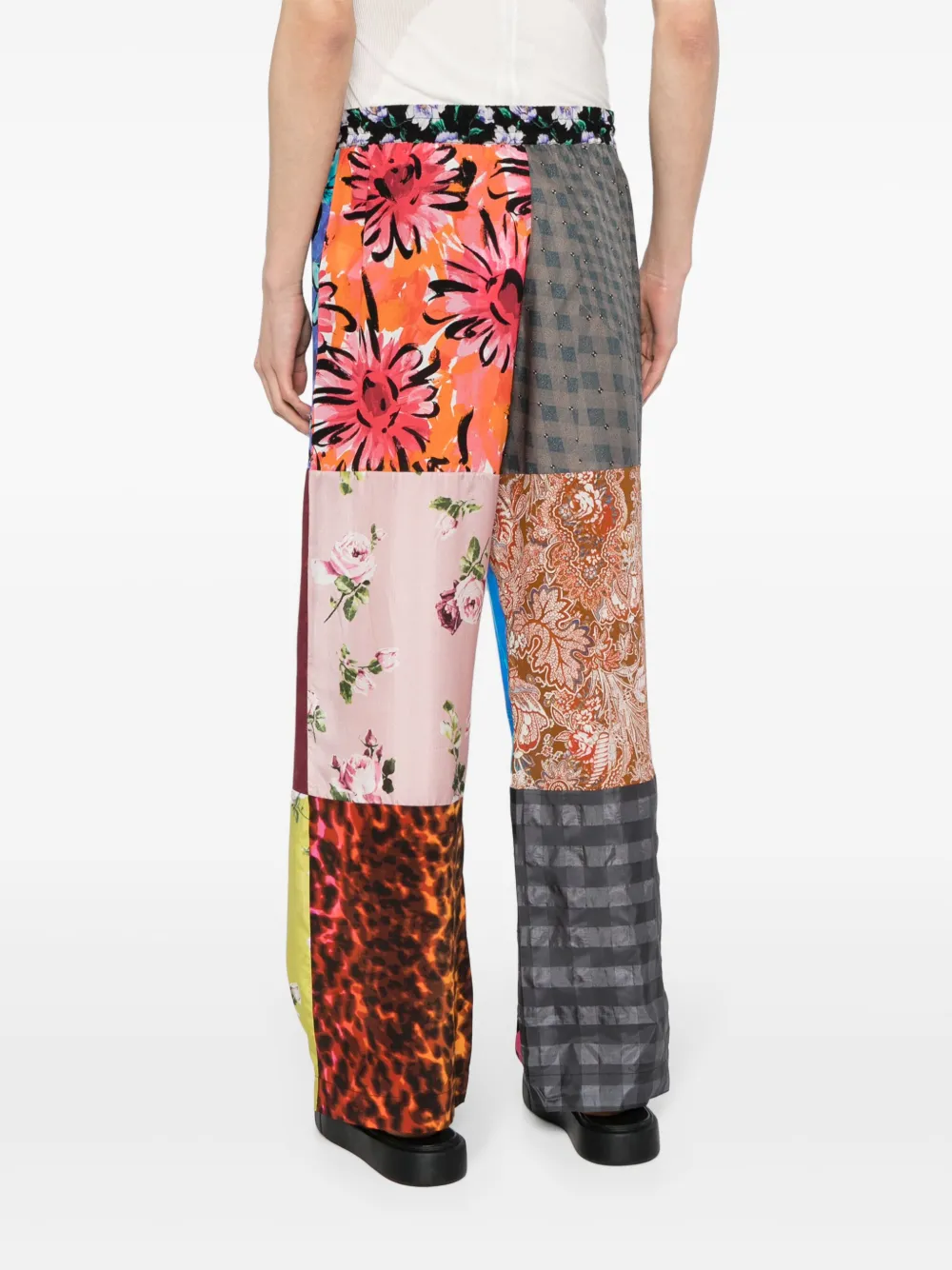 Marine Serre Regenerated Colour-block Silk Trousers In Multi