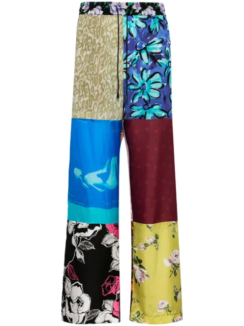 Marine Serre Regenerated colour-block silk trousers
