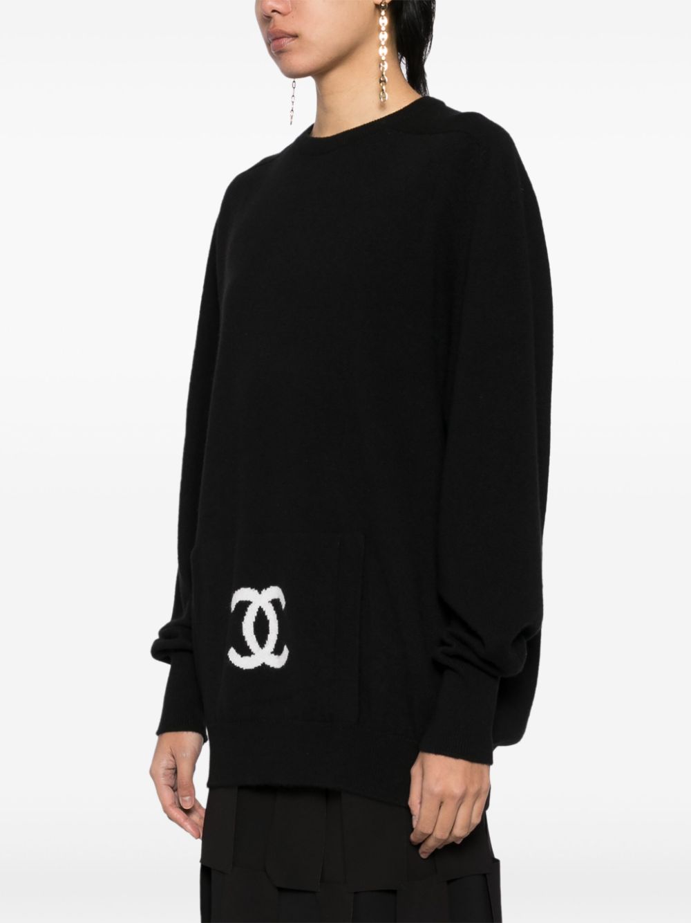 CHANEL 1994 CC-intarsia cashmere jumper Women