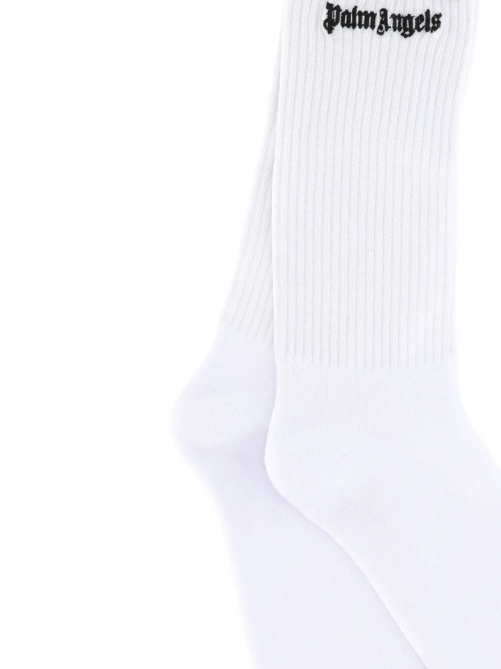  Palm Angels Logo-embroidered Ribbed Socks - White 
