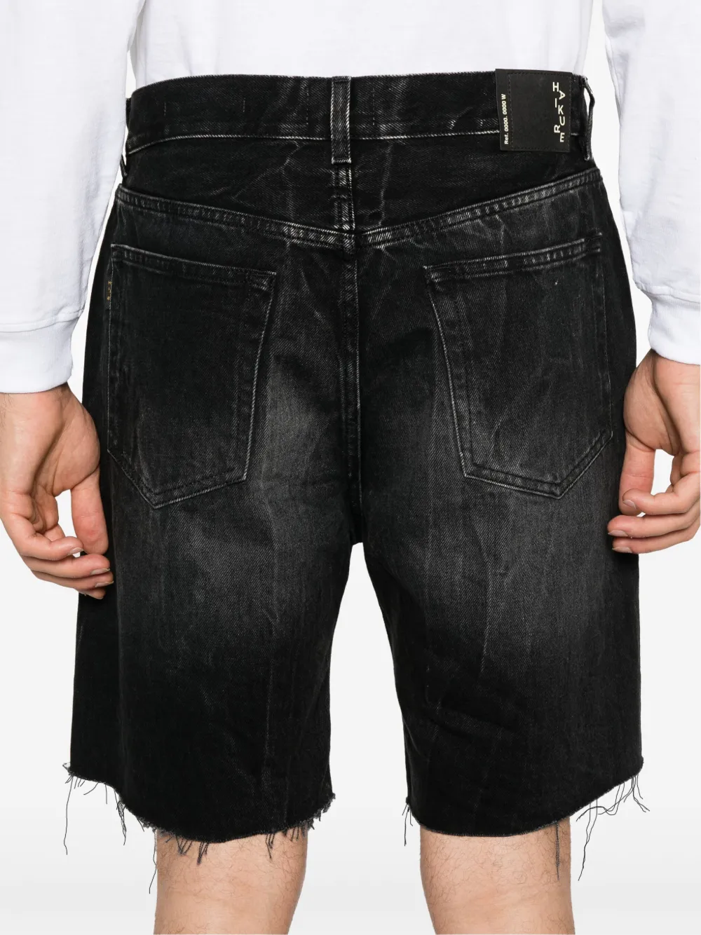 Haikure Denim shorts met franje en wassing Zwart