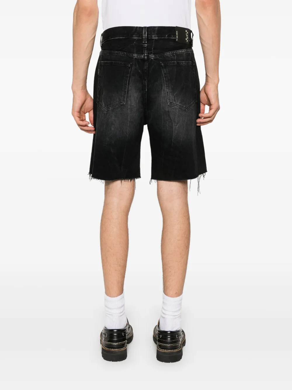 Haikure Denim shorts met franje en wassing Zwart