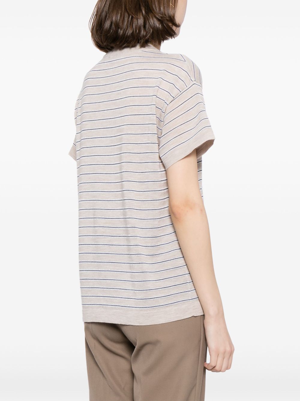 Brunello Cucinelli striped intarsia-knit T-shirt Women