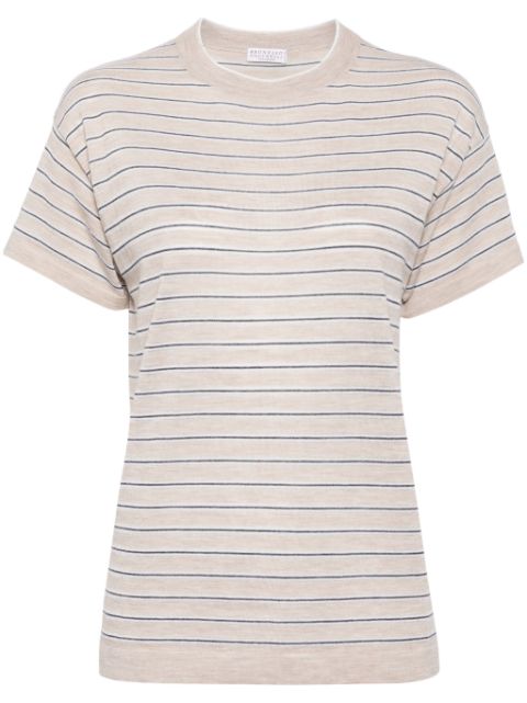 Brunello Cucinelli striped intarsia-knit T-shirt Women