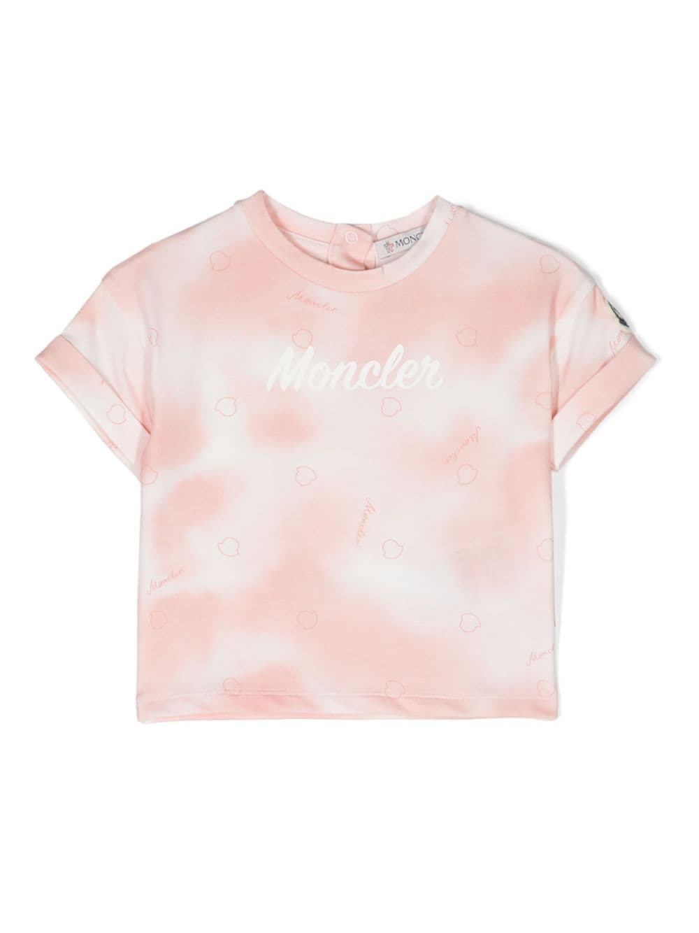 Moncler Enfant T-shirt met logoprint en ronde hals Roze