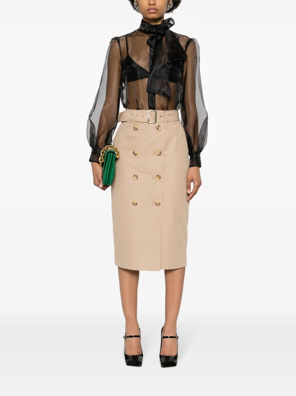 LIU JO moire-effect organza shirt - Zwart