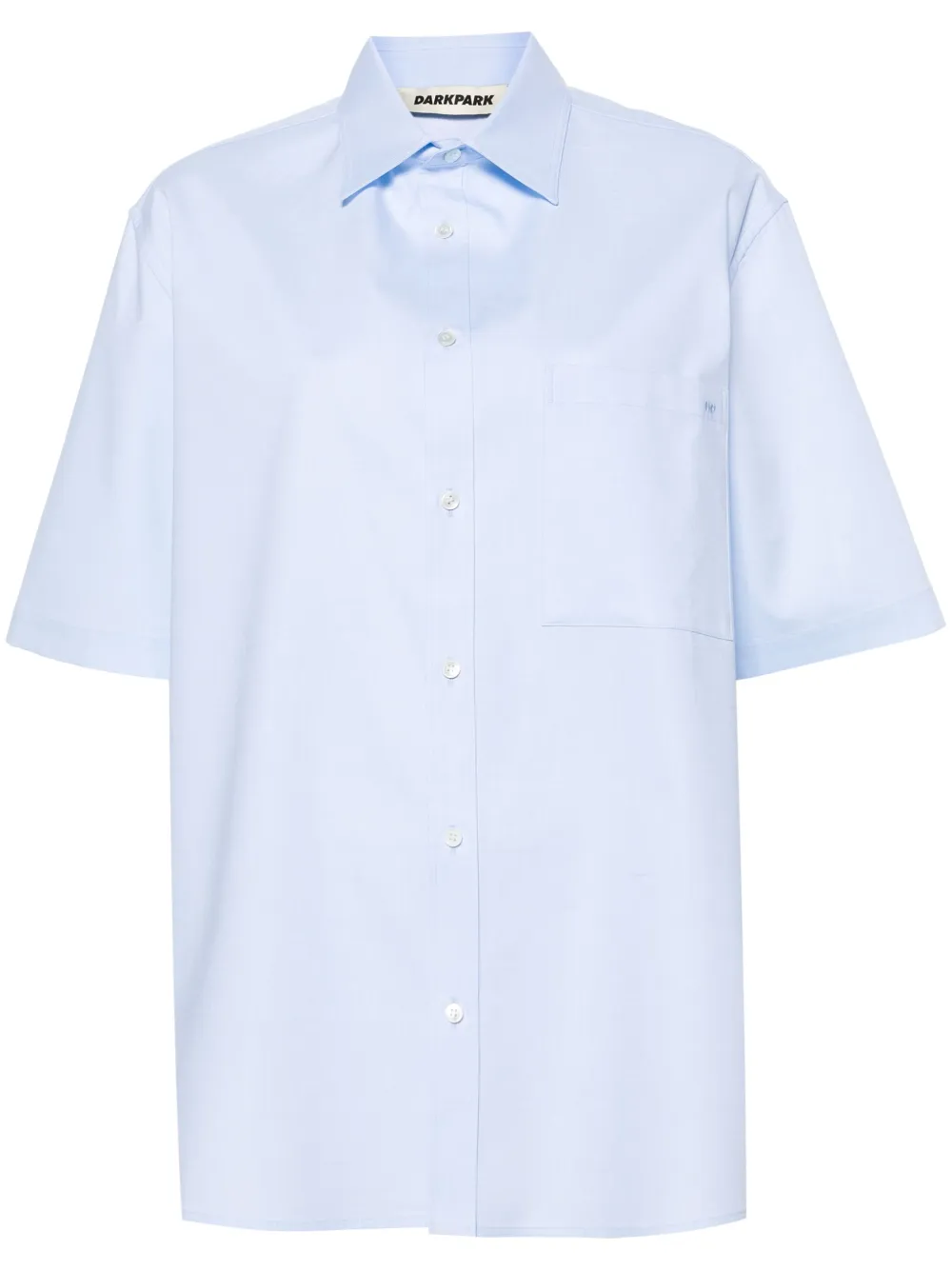 Shop Darkpark Straight-point Collar Cotton Shirt In Blue