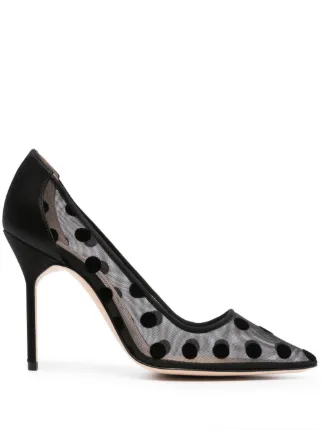 Manolo Blahnik 95mm polka dot Pumps Black FARFETCH JO