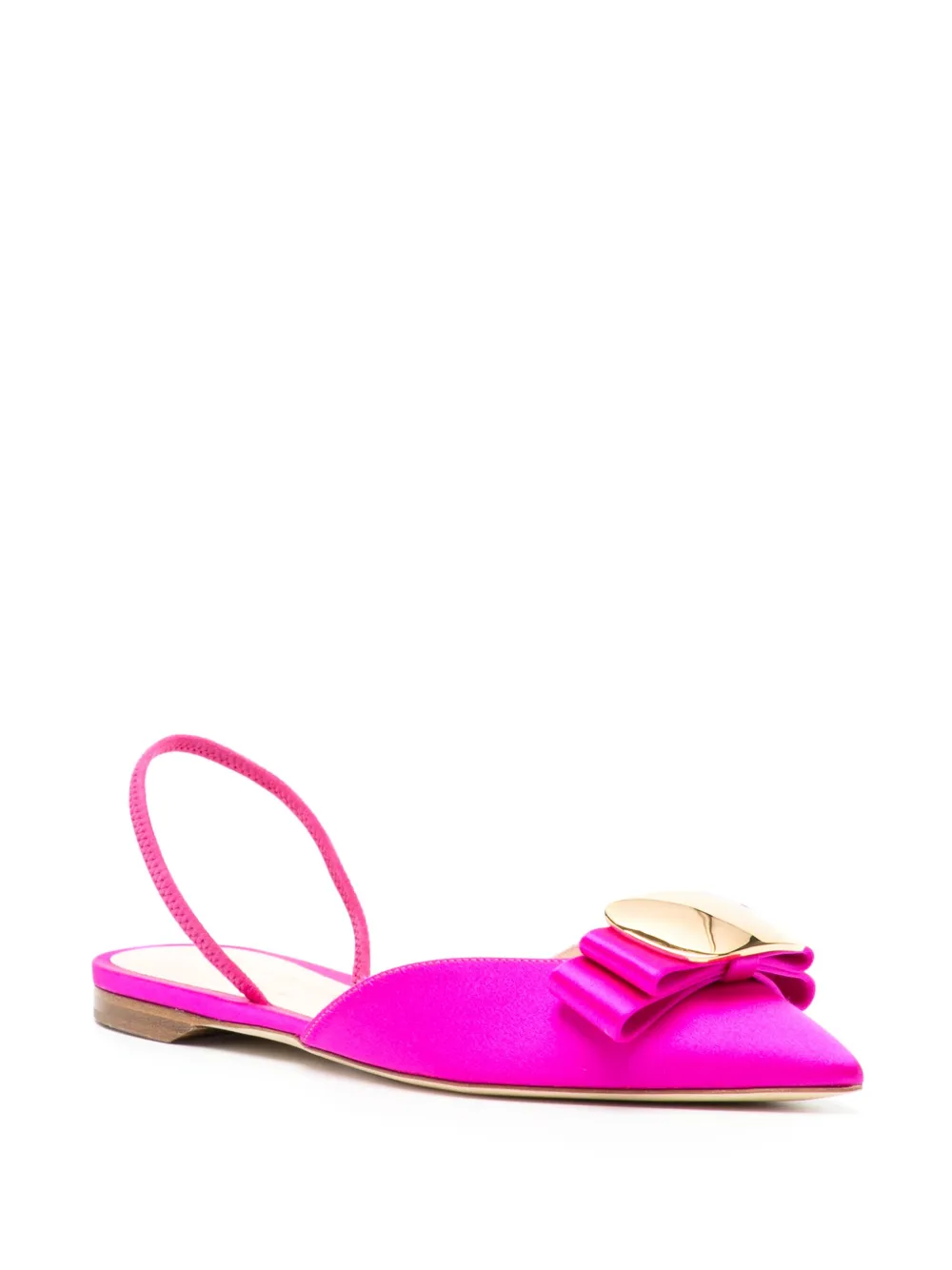 Shop Rupert Sanderson Belinda Satin Ballerina Shoes In Pink