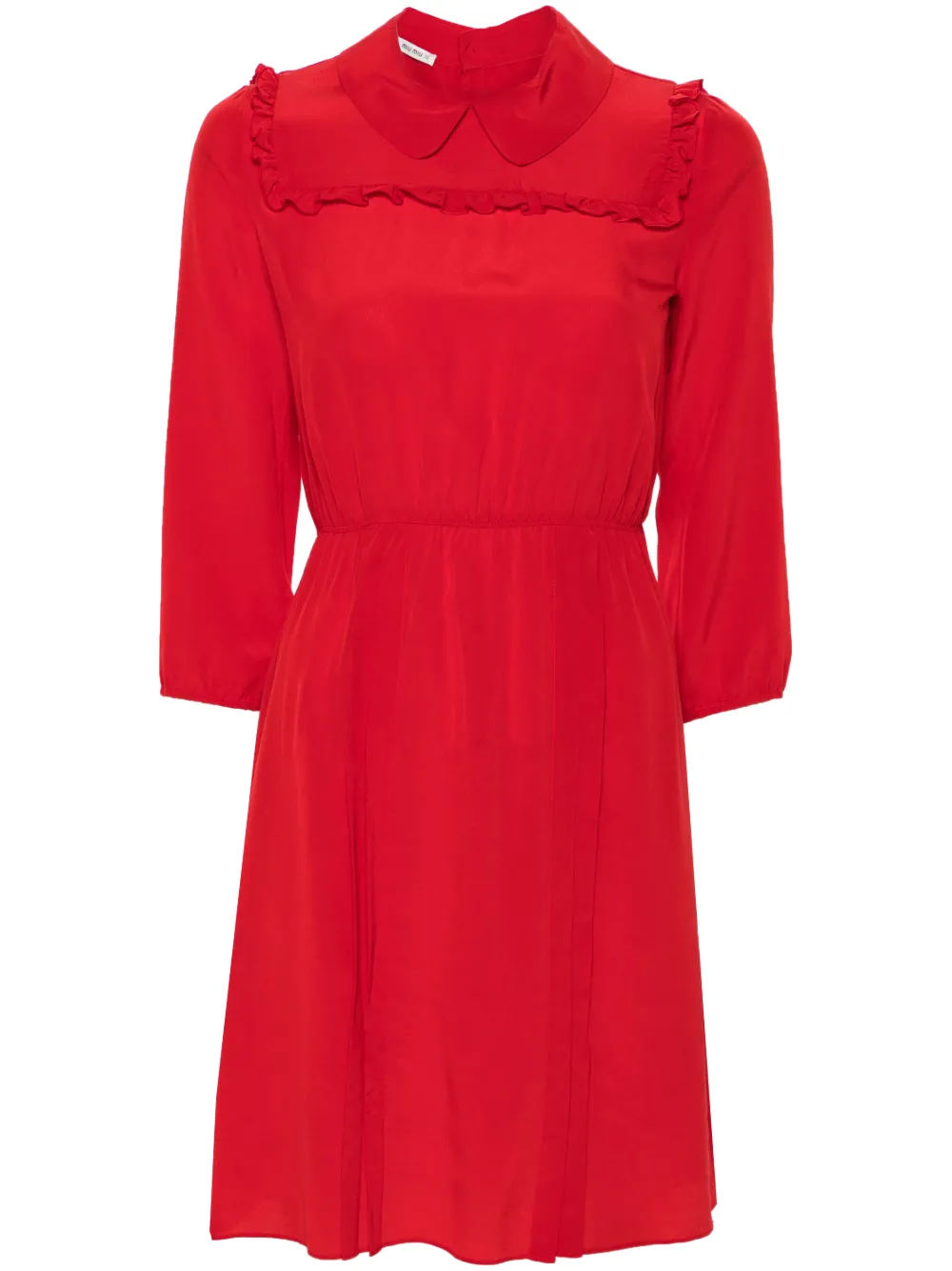 Miu Miu Pre-Owned 2000s ruffled detail silk dress | Red | Image 1