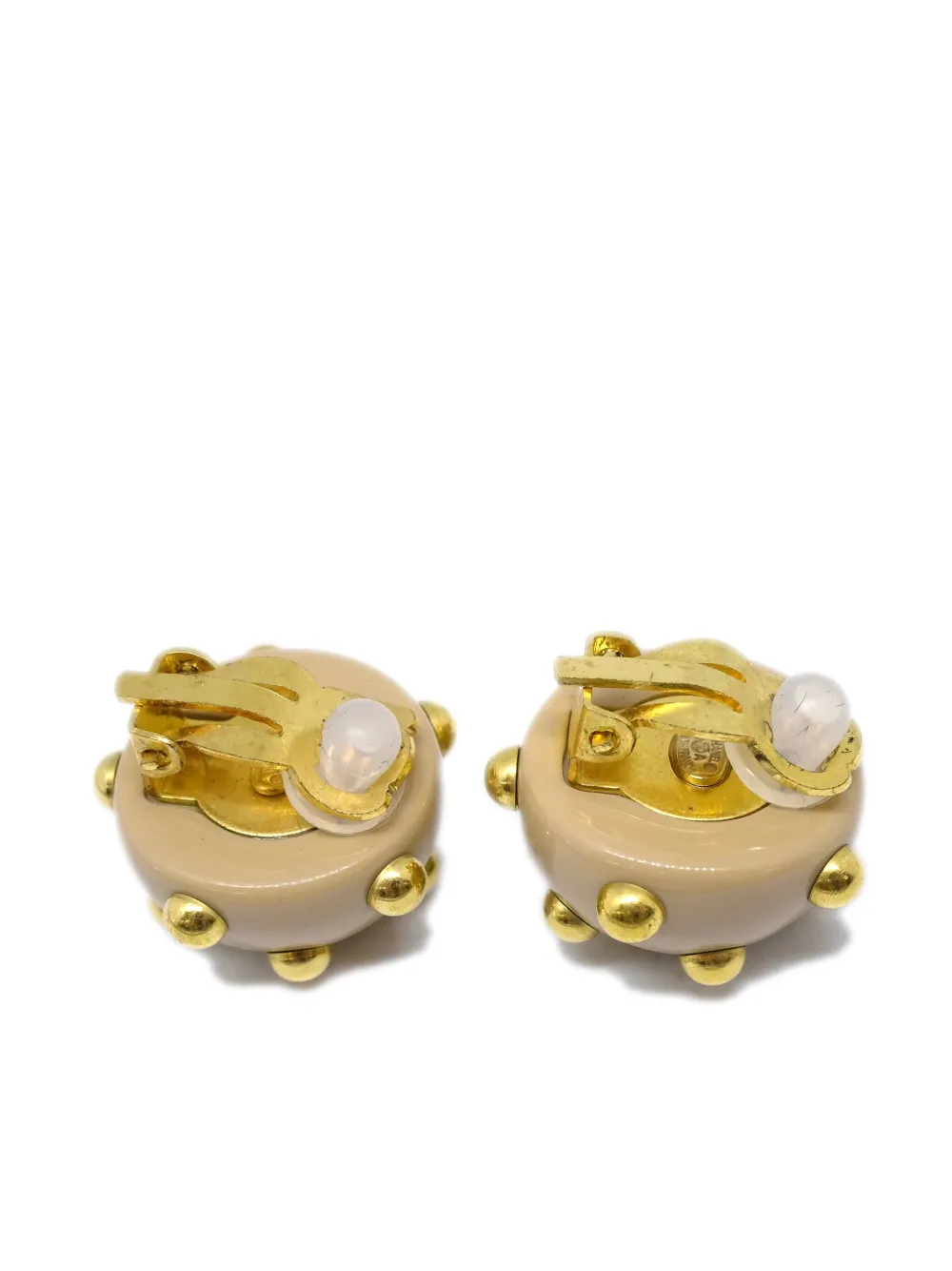 Pre-owned Chanel 2000 Cc Studded Clip-on Earrings In Gold