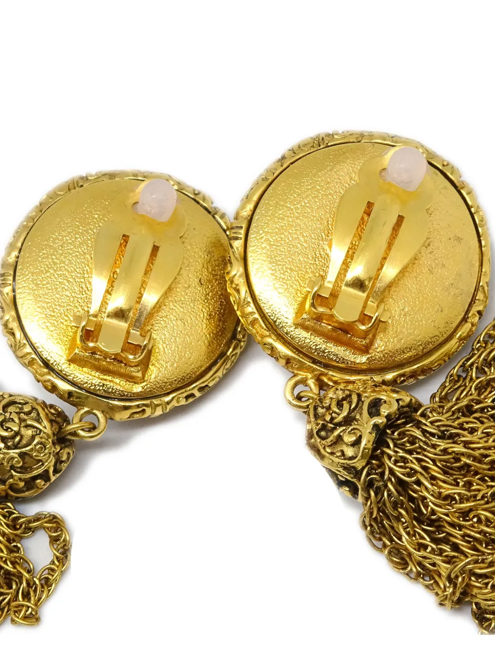 Pre-owned Chanel 1993 Gold-plated Cc Filigree Clip-on Earrings