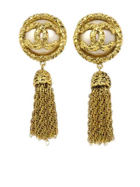 CHANEL Pre-Owned 1993 gold-plated CC filigree clip-on earrings