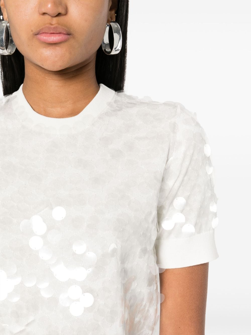 Shop N°21 Sequinned Cotton T-shirt In White