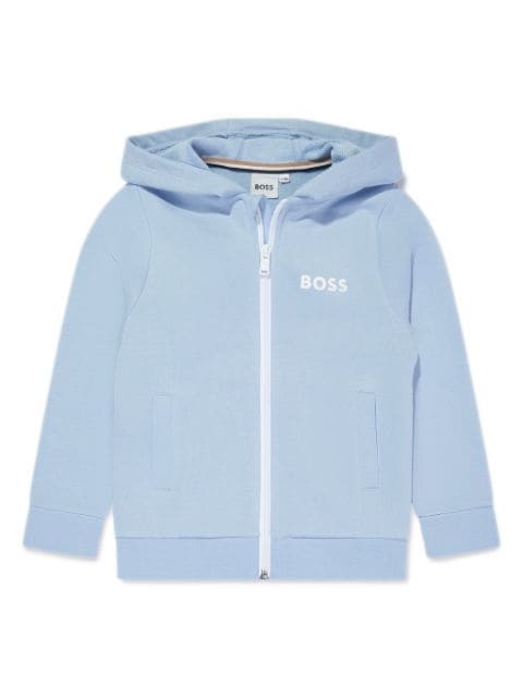 BOSS Kidswear logo-print zip-up hoodie