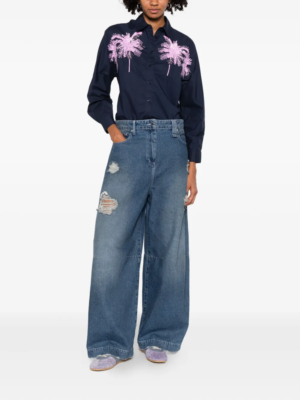 Essentiel Antwerp Fresh Sequin-embellished Shirt In Blue