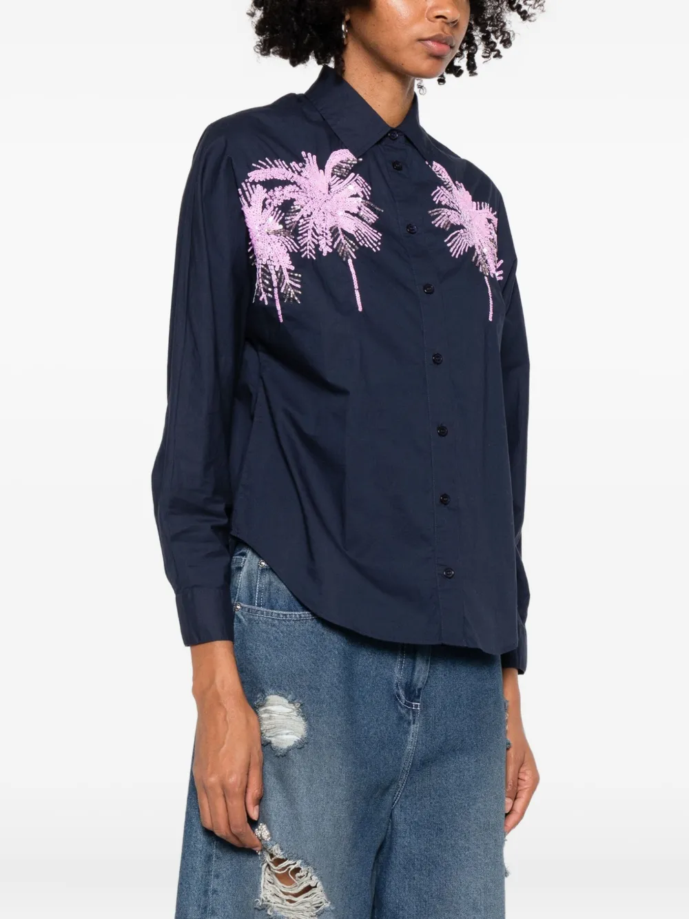 Essentiel Antwerp Fresh Sequin-embellished Shirt In Blue