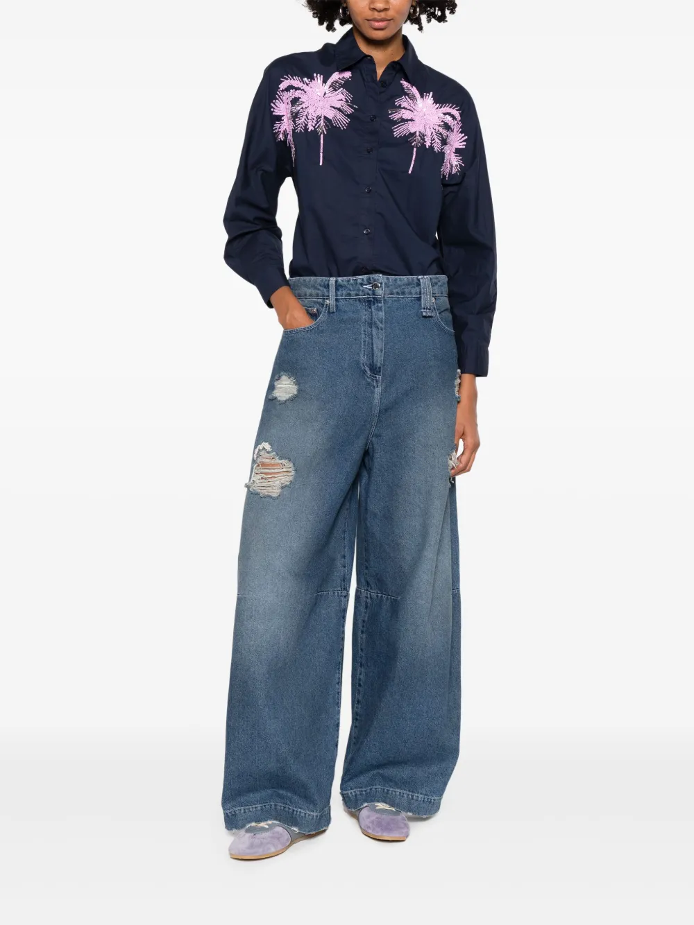Essentiel Antwerp Blouse met pailletten - Blauw