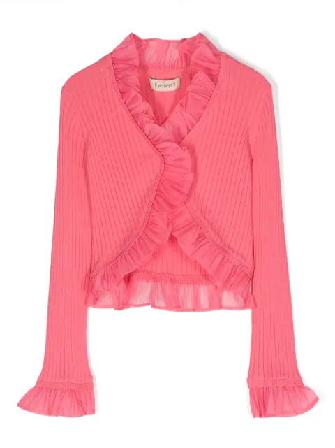 TWINSET Kids cárdigan con detalle de volantes