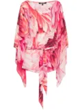Roberto Cavalli plumage-print short kaftan - Pink