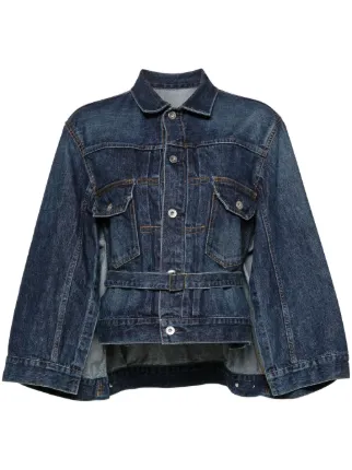 Sacai ベルテッド デニムケープ | ブルー | FARFETCH JP